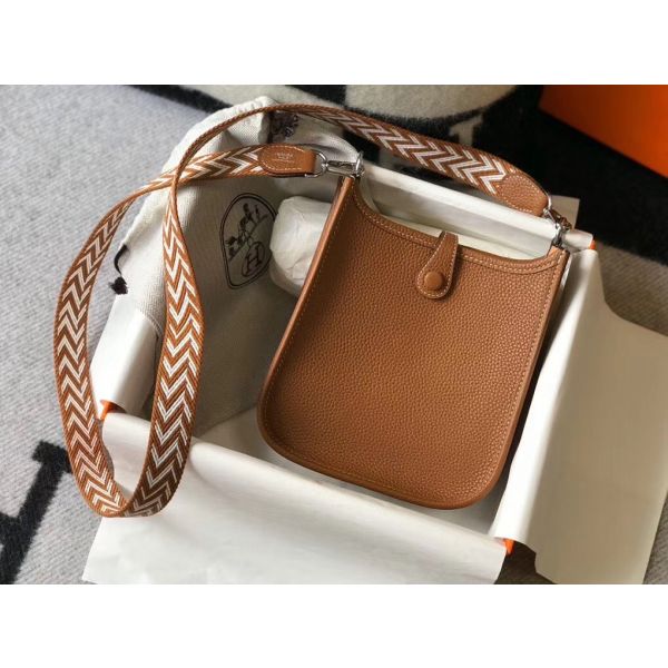 HERM Evelyne III TPM Bag In Gold Clemence Leather