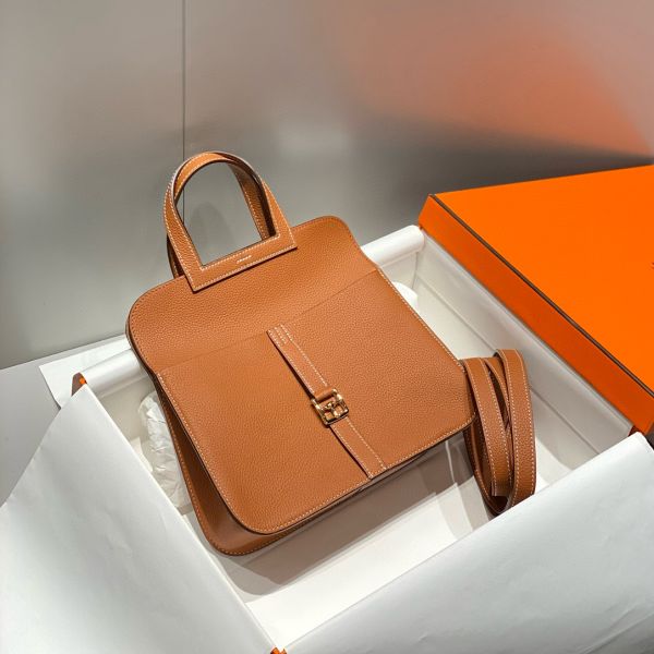 HERM Halzan 25 Bag in Gold Clemence Leather