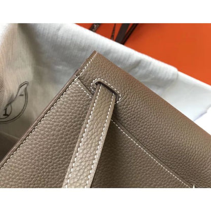 HERM Halzan 31cm Bag In Taupe Clemence Leather