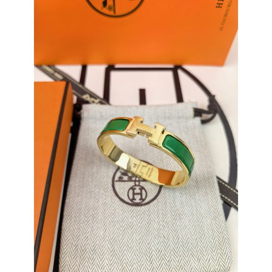 HERM Enamel Green Enamel Clic H Bracelet