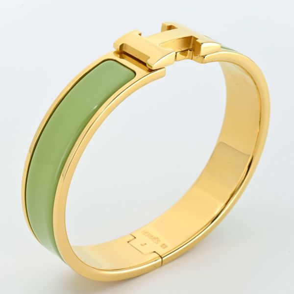HERM Lime Green Enamel Clic H Bracelet