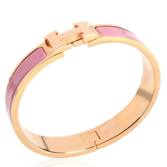 HERM Rose Purple Enamel Clic H Bracelet