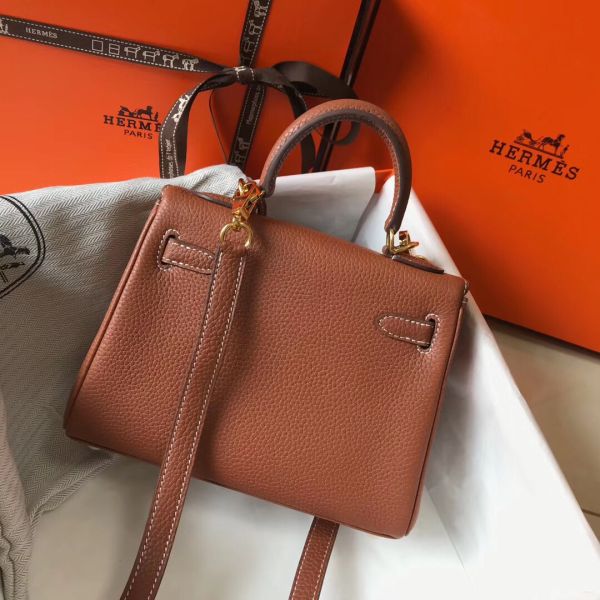 HERM Kelly 20cm Bag In Gold Clemence Leather GHW