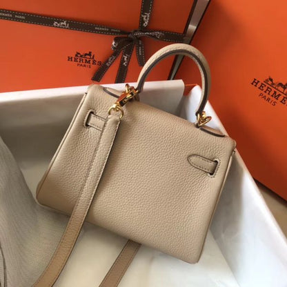 HERM Kelly 20cm Bag In Trench Clemence Leather GHW