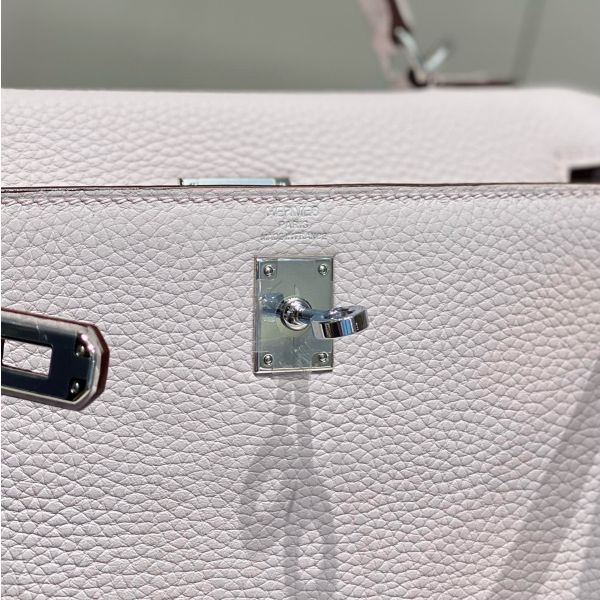 HERM Kelly 25cm Retourne Bag In Mauve Pale Clemence Leather