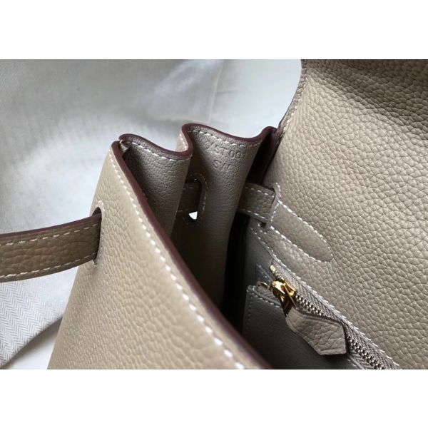 HERM Kelly 25cm Retourne Bag In Tourterelle Clemence Leather