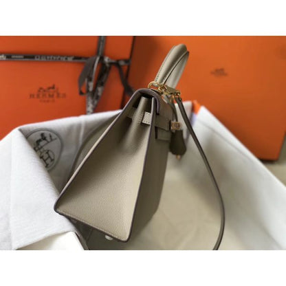 HERM Kelly 25cm Sellier Bag In Tourterelle Epsom Leather
