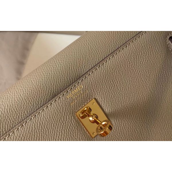 HERM Kelly 25cm Sellier Bag In Tourterelle Epsom Leather