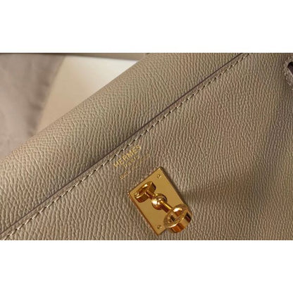 HERM Kelly 25cm Sellier Bag In Tourterelle Epsom Leather