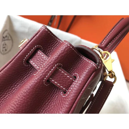 HERM Kelly 28cm Bag In Bordeaxu Clemence Leather GHW