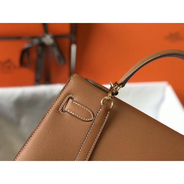 HERM Kelly 28cm Bag In Gold Epsom Leather GHW