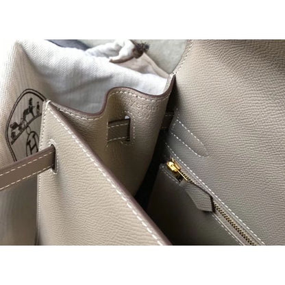 HERM Kelly 28cm Bag In Gris Asphalt Epsom Leather GHW