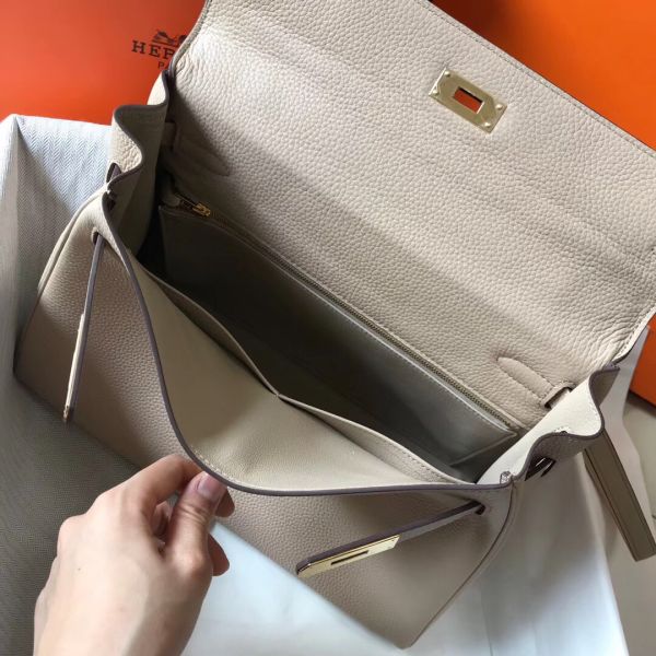 HERM Kelly 32cm Bag In Trench Clemence Leather GHW
