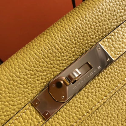 HERM Kelly 32cm Bag In Yellow Clemence Leather GHW