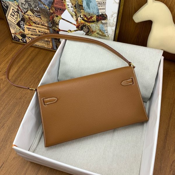 HERM Kelly Elan Handmade Bag In Gold Chevre Mysore Leather