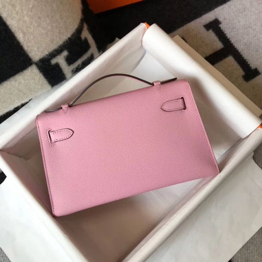 HERM Kelly Pochette Bag In Mauve Sylvestre Epsom Leather