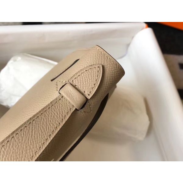 HERM Kelly Pochette Bag In Gris Tourterelle Epsom Leather