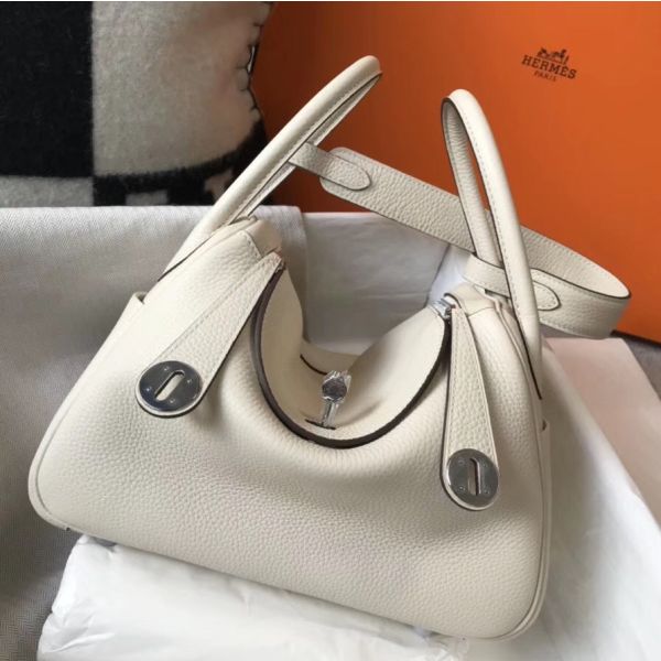 HERM Lindy 26cm Bag In Beton Clemence Leather PHW