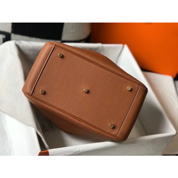 HERM Lindy 26cm Bag In Gold Clemence Leather GHW