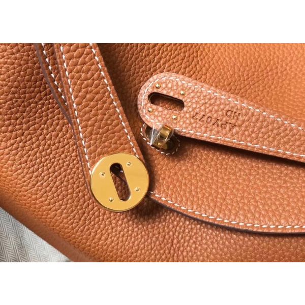 HERM Lindy 26cm Bag In Gold Clemence Leather GHW