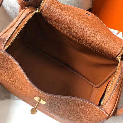 HERM Lindy 26cm Bag In Gold Clemence Leather GHW