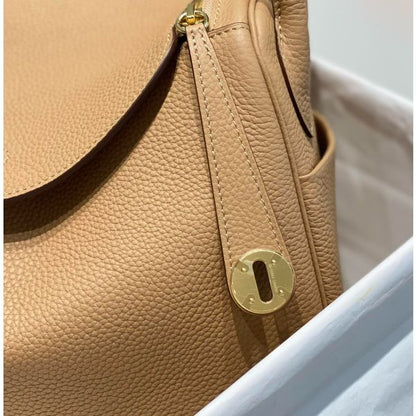 HERM Lindy 30cm Bag In Chai Clemence Leather GHW