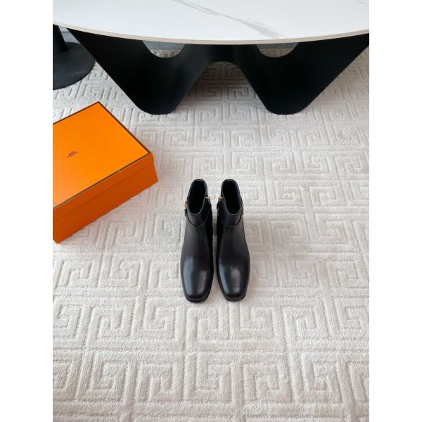HERM Jill 60 Ankle Boots in Black Calfskin