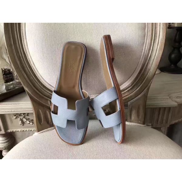HERM Oran Sandals In Blue Lin Epsom Leather