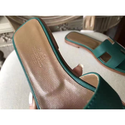 HERM Oran Sandals In Malachite Epsom Leather