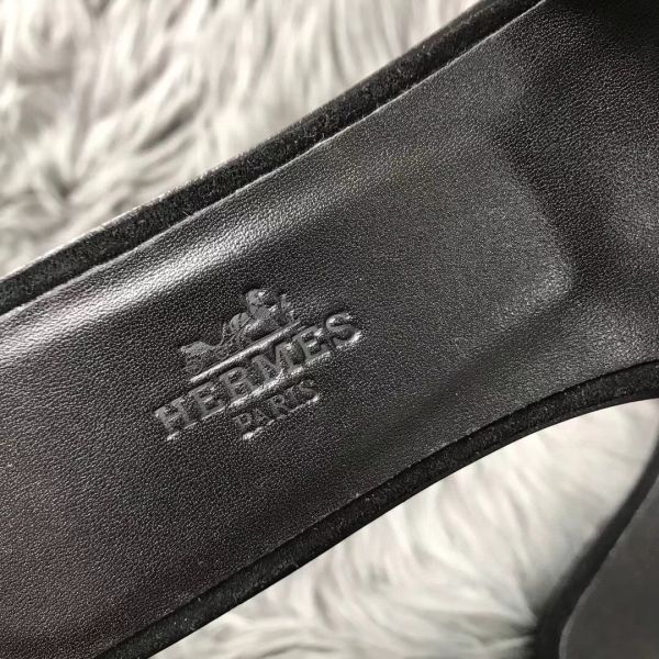 HERM Oran Sandals In Black Suede With Black Crystal