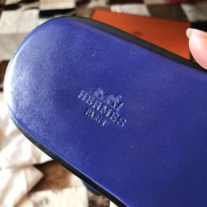 HERM Izmir Sandals In Electric Blue Epsom Leather