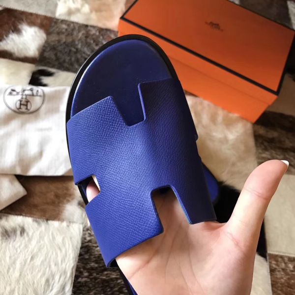 HERM Izmir Sandals In Electric Blue Epsom Leather