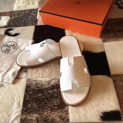HERM Izmir Sandals In White Epsom Leather