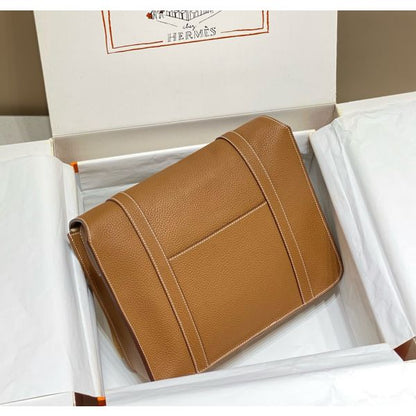 HERM Steve 30 Messenger Bag in Gold Clemence Leather