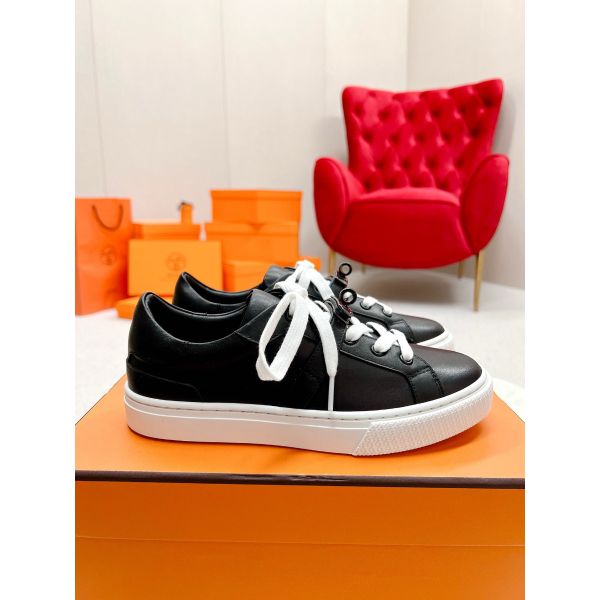HERM Men's Day Sneakers in Black Leather