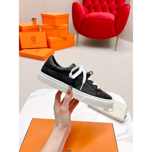 HERM Men's Day Sneakers in Black Leather
