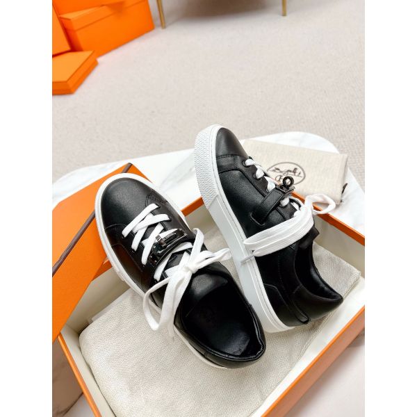 HERM Men's Day Sneakers in Black Leather