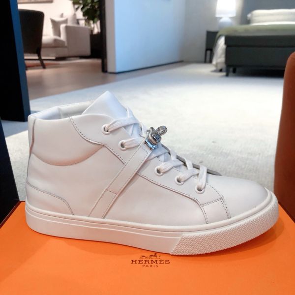 HERM Men's Daydream High-top Sneakers in White Leather