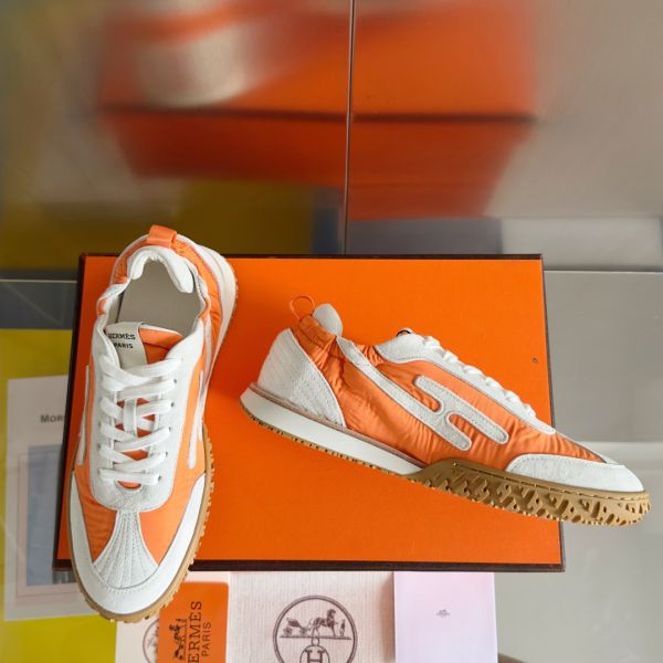 HERM Men's Jet Sneakers in Orange Technical Canvas