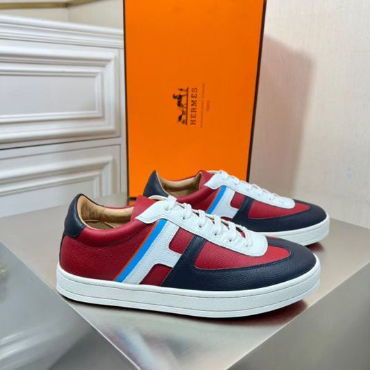 HERM Boomerang Sneakers In Multicolore Bordeaux Leather