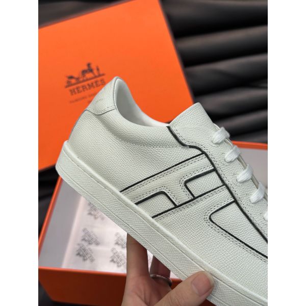 HERM Boomerang Sneakers In White Epsom Calfskin