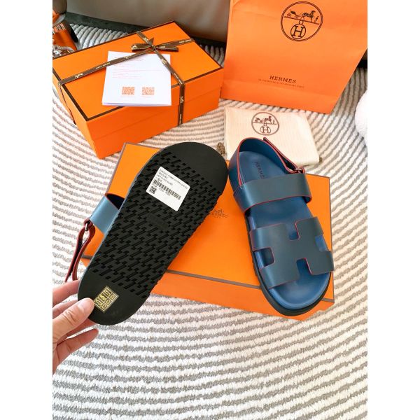 HERM Men's Genius Sandals In Blue Calfskin