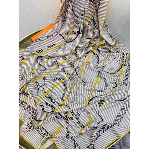 HERM Grey/Yellow Panoplie Equestre Eyeliner Shawl 140