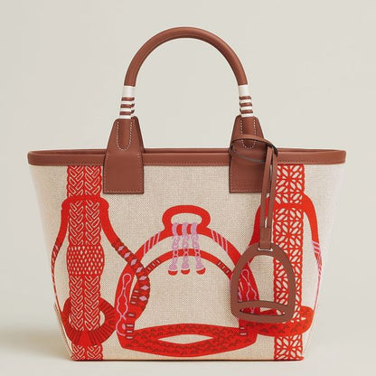 HERM Steeple 25 Bag in H Plume Canvas with Fantaisie d'Etriers