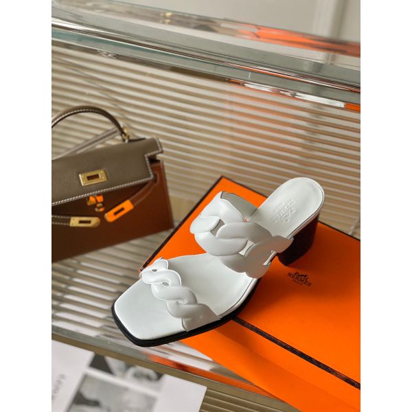 HERM Gaby Sandals 60mm in White Nappa Leather