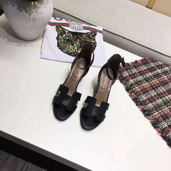 HERM Legend Wedge Sandal In Black Calfskin