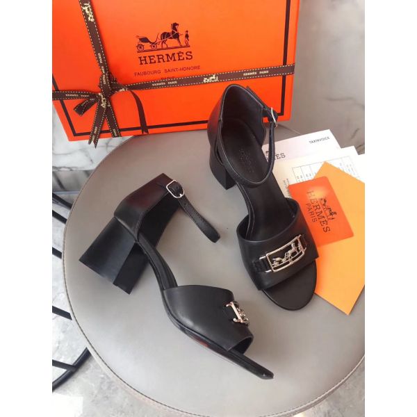 HERM Viaggio 60MM Sandals In Black Leather