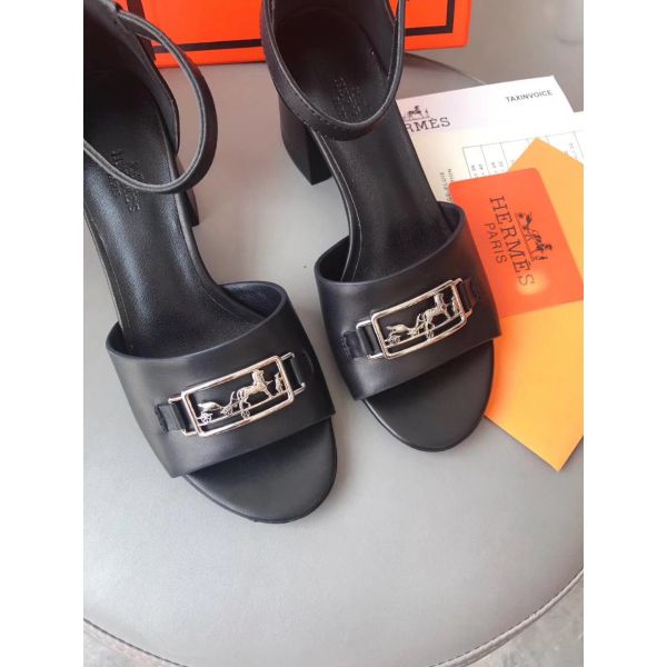 HERM Viaggio 60MM Sandals In Black Leather