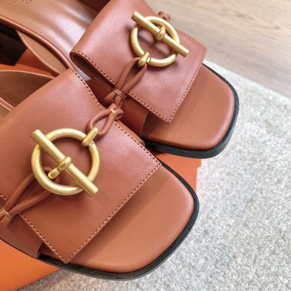 HERM Women's Ilot 50 Sandals in Brown Leather