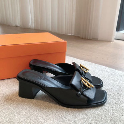 HERM Women's Ilot 50 Sandals in Black Leather